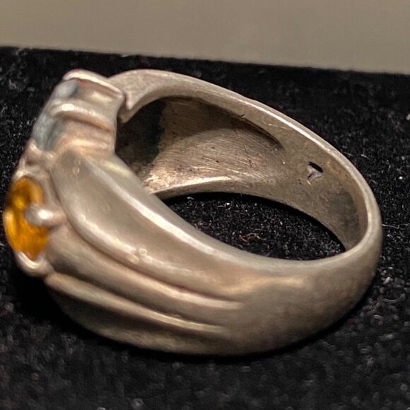 Ring 5 Stones Blue Topaz Amethyst Tourmaline Citrine Faceted Sterling Silver Sta - Picture 7 of 16